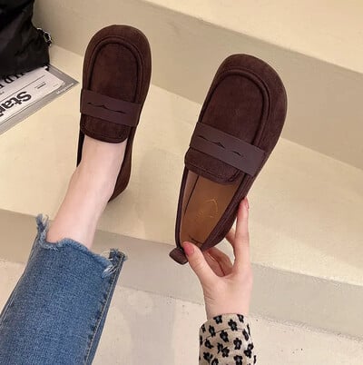 Rugós puha talpú naplopók Női Cipők Nagy 42-es Flock Női Lapos Cipők Divatos, Könnyű Felcsúsztatható Női Alkalmi Cipők