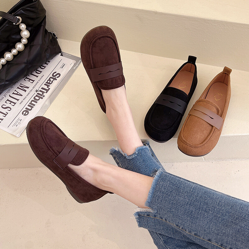 Rugós puha talpú naplopók Női Cipők Nagy 42-es Flock Női Lapos Cipők Divatos, Könnyű Felcsúsztatható Női Alkalmi Cipők