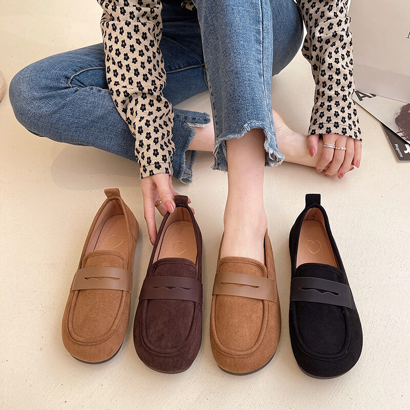 Rugós puha talpú naplopók Női Cipők Nagy 42-es Flock Női Lapos Cipők Divatos, Könnyű Felcsúsztatható Női Alkalmi Cipők