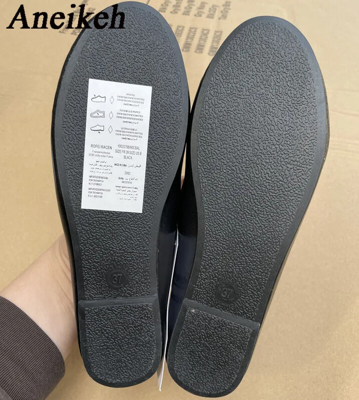 Anekeh tavaszi őszi elegáns masnis balerina lapos női kerek orr kényelmes, felcsúsztatható naplopók fekete bőr öszvérek női cipők