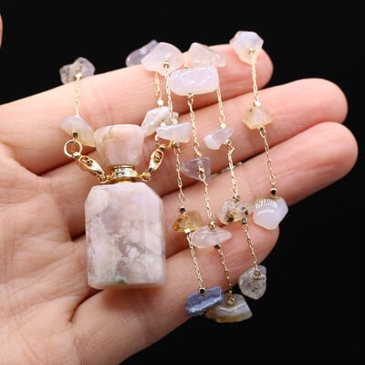 Természetes kő Ametiszt parfümös palack medál varatok nyaklánc kavics lánc barkács ékszer anyag nyaklánc kiegészítők ajándék