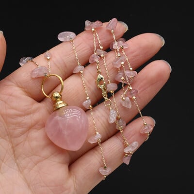 Természetes kő Ametiszt parfümös palack medál varatok nyaklánc kavics lánc barkács ékszer anyag nyaklánc kiegészítők ajándék