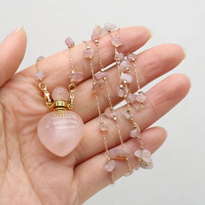 Természetes kő Ametiszt parfümös palack medál varatok nyaklánc kavics lánc barkács ékszer anyag nyaklánc kiegészítők ajándék