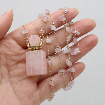 Természetes kő Ametiszt parfümös palack medál varatok nyaklánc kavics lánc barkács ékszer anyag nyaklánc kiegészítők ajándék