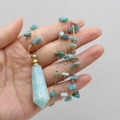 Természetes kő Ametiszt parfümös palack medál varatok nyaklánc kavics lánc barkács ékszer anyag nyaklánc kiegészítők ajándék