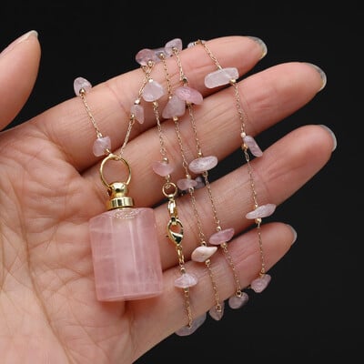 Természetes kő Ametiszt parfümös palack medál varatok nyaklánc kavics lánc barkács ékszer anyag nyaklánc kiegészítők ajándék