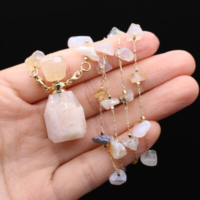 Természetes kő Ametiszt parfümös palack medál varatok nyaklánc kavics lánc barkács ékszer anyag nyaklánc kiegészítők ajándék