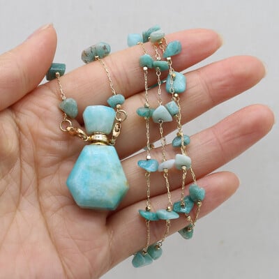 Természetes kő Ametiszt parfümös palack medál varatok nyaklánc kavics lánc barkács ékszer anyag nyaklánc kiegészítők ajándék