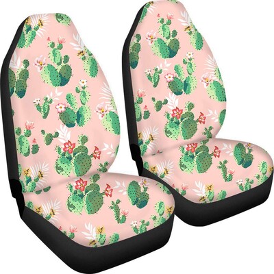 Buybai Huse pentru scaune de mașină Protectoare pentru scaune din față 2 bucăți drăguț din denim și model de pisică pentru animale de companie, ultra moale, potrivire universală pentru vehicul