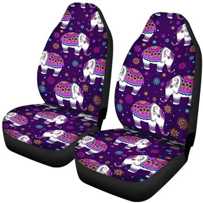 Buybai Huse pentru scaune de mașină Protectoare pentru scaune din față 2 bucăți drăguț din denim și model de pisică pentru animale de companie, ultra moale, potrivire universală pentru vehicul