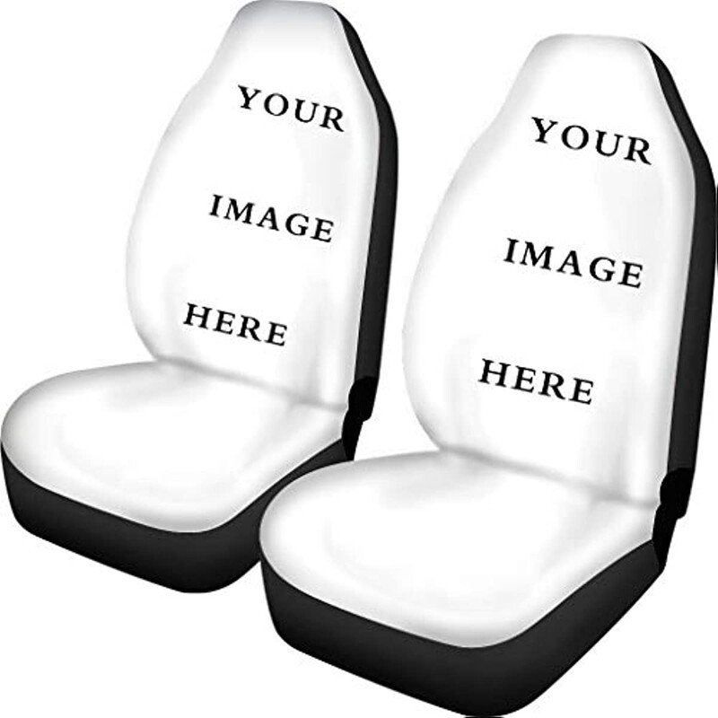 Buybai Huse pentru scaune de mașină Protectoare pentru scaune din față 2 bucăți drăguț din denim și model de pisică pentru animale de companie, ultra moale, potrivire universală pentru vehicul