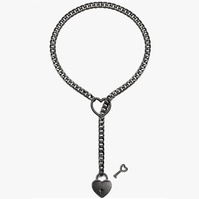 Colier reglabil cu inimă de dragoste, pandantiv cu lanț din metal gotic, Y2k, Hip Hop, accesorii simple pentru femei, cadou pentru bijuterii pentru bărbați.