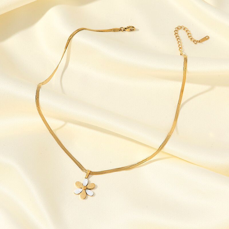 GANEMLY Set de cercei colier cu margarete din oțel inoxidabil 316L pentru femei, la modă, nou, drăguț, set de bijuterii cu flori, cadou pentru petrecere