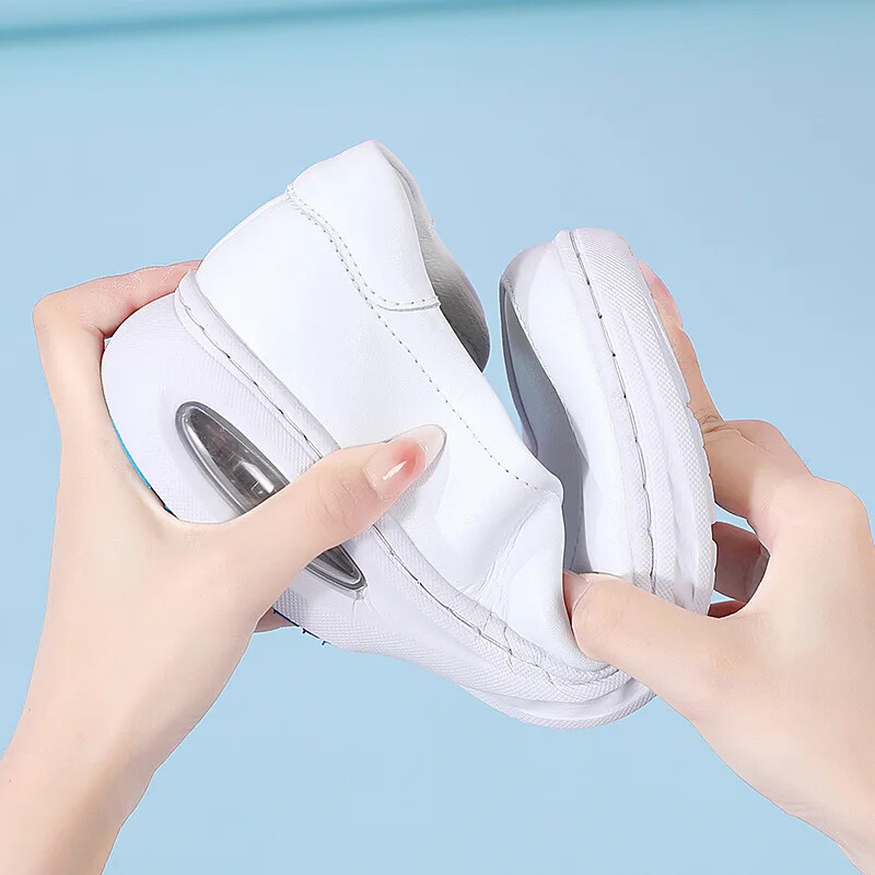 Ljetne ženske cipele od prave kože Nurse Swing Work All Single Star Wedges Ženske cipele Crno-bijele ženske cipele s platformom