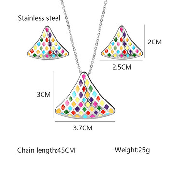Xuanhua Σετ από ανοξείδωτο ατσάλι για γυναίκες Πολύχρωμα κοσμήματα πολυτελείας μόδας Ινδικό σετ κοσμημάτων Αξεσουάρ κοσμημάτων