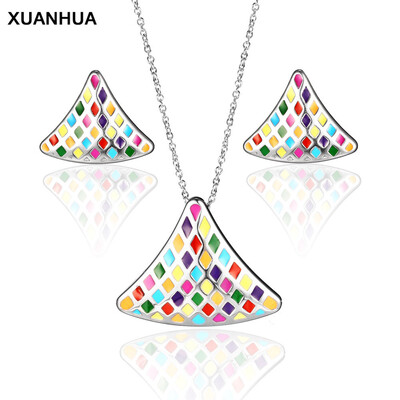 Комплекти от неръждаема стомана Xuanhua за жени Многоцветни луксозни модни бижута Индийски комплект бижута Аксесоари за бижута