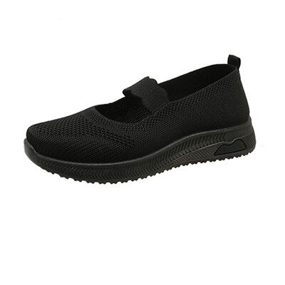 2024 m. nauji moteriški sportbačiai plokščia tinklelis Megzti kelnaitės ant Mary Janes kvėpuojantis patogus laisvalaikio dizainas vaikščioti juodi Putplasčio laisvalaikio batai