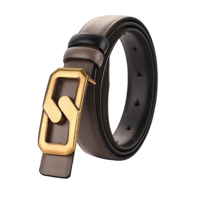 Moteriškas apverčiamas natūralios odos diržas suknelėms kelnės džinsai, madingi suknelių diržai