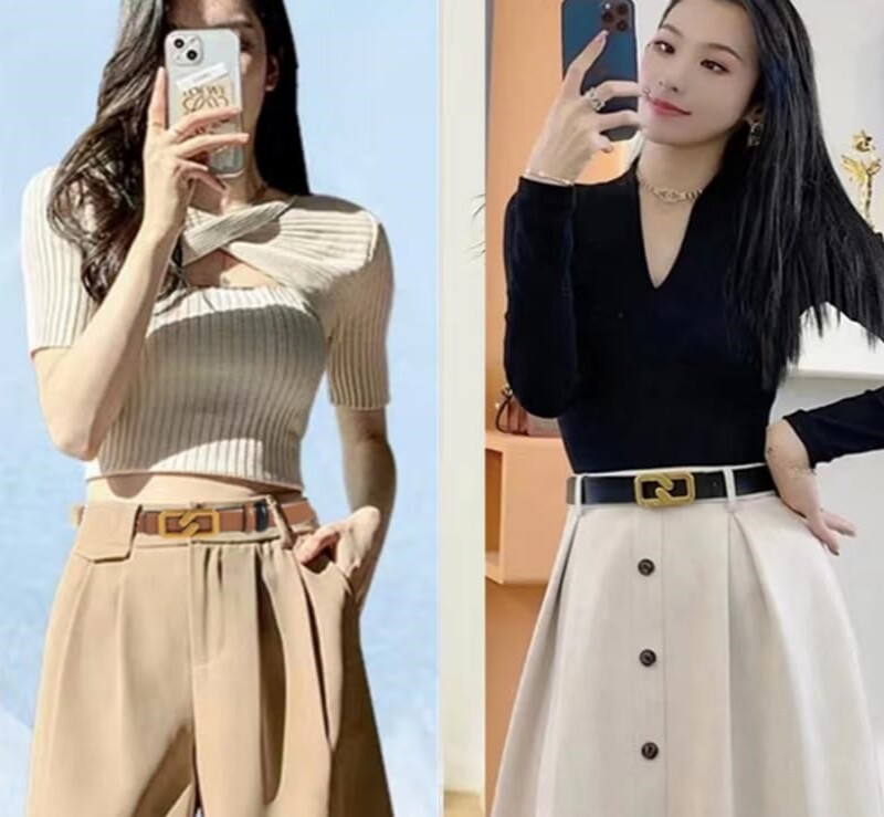 Moteriškas apverčiamas natūralios odos diržas suknelėms kelnės džinsai, madingi suknelių diržai