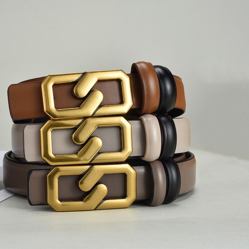 Moteriškas apverčiamas natūralios odos diržas suknelėms kelnės džinsai, madingi suknelių diržai