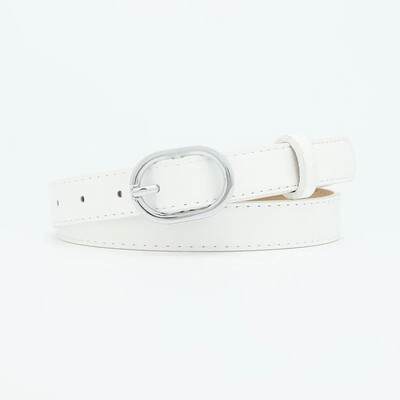 Új divatos öv, női sokoldalú PU textúra bőr anyag ovális ötvözet fém tűs csatos farmer Alkalmi stílusú ruházati kiegészítők