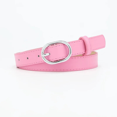 Új divatos öv, női sokoldalú PU textúra bőr anyag ovális ötvözet fém tűs csatos farmer Alkalmi stílusú ruházati kiegészítők