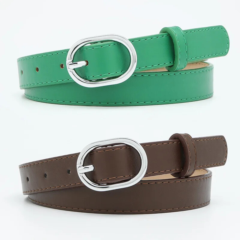 Új divatos öv, női sokoldalú PU textúra bőr anyag ovális ötvözet fém tűs csatos farmer Alkalmi stílusú ruházati kiegészítők