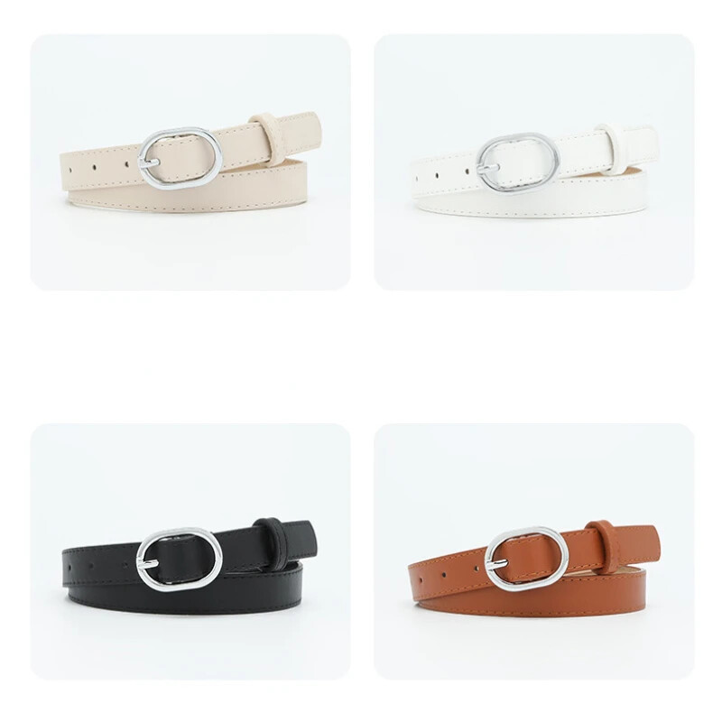 Új divatos öv, női sokoldalú PU textúra bőr anyag ovális ötvözet fém tűs csatos farmer Alkalmi stílusú ruházati kiegészítők