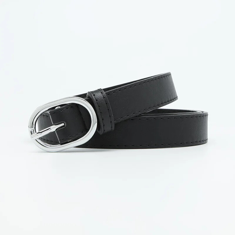 Új divatos öv, női sokoldalú PU textúra bőr anyag ovális ötvözet fém tűs csatos farmer Alkalmi stílusú ruházati kiegészítők