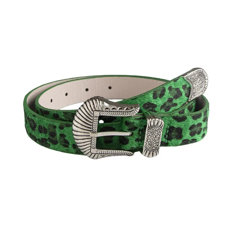 Curea de damă cu imprimeu maro cu leopard, la modă, ocazională, versatilă, blugi, accesorii pentru rochie, design retro gotic, cu cataramă.