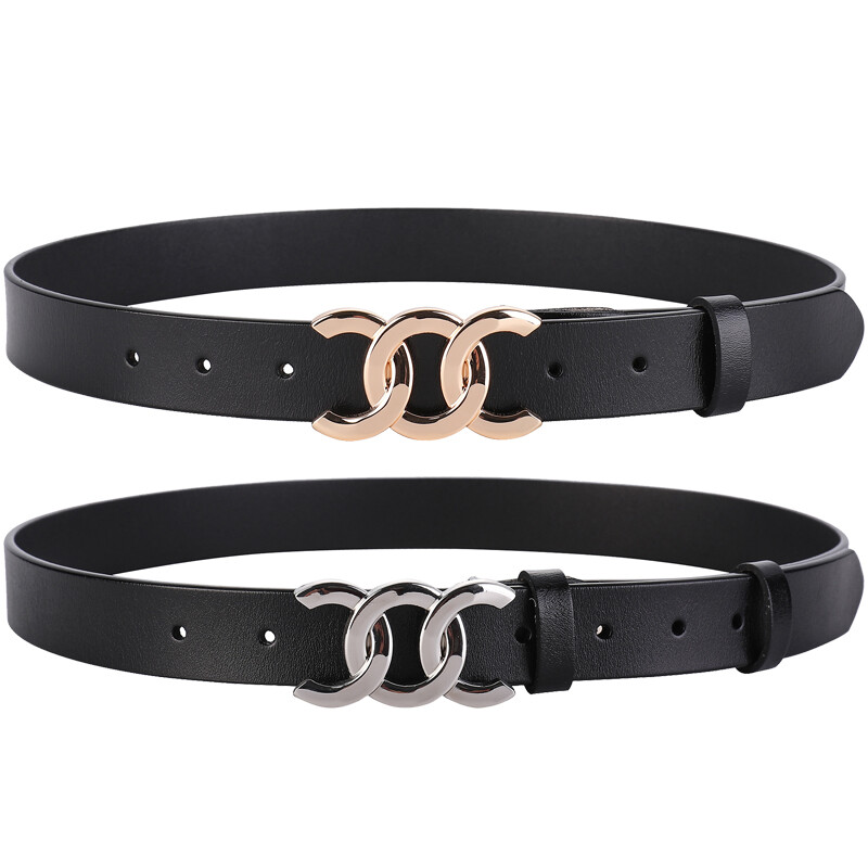 Valódi bőr dekoratív vékony női öv új stílusú ruhával sokoldalú öltöny fekete farmer Sokoldalú nyári női derékpánthoz