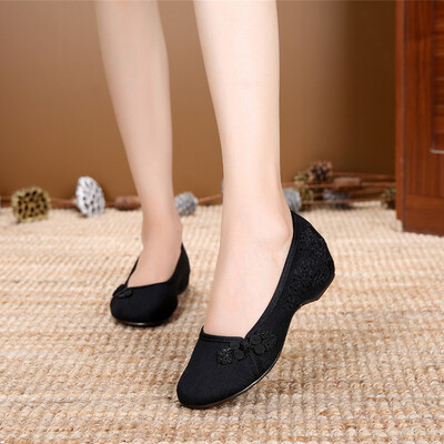 Veowalk pentru femei, țesătură de bumbac, brodate, pantofi balerini, în stil retro chinezesc, pentru femei, ocazional, moale, confortabil