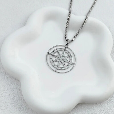 Muške ogrlice s kompasom u zlatnoj boji, starinska vikinška medalja sidra sjevernjače, privjesak od nehrđajućeg čelika za dečka, dar za tatu