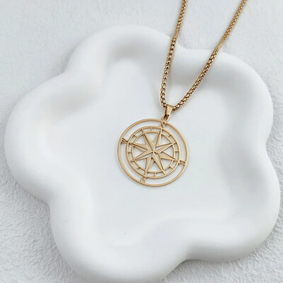 Muške ogrlice s kompasom u zlatnoj boji, starinska vikinška medalja sidra sjevernjače, privjesak od nehrđajućeg čelika za dečka, dar za tatu