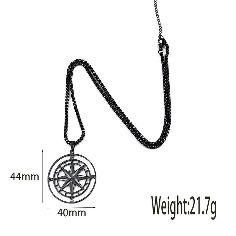 Muške ogrlice s kompasom u zlatnoj boji, starinska vikinška medalja sidra sjevernjače, privjesak od nehrđajućeg čelika za dečka, dar za tatu