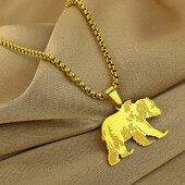 CHENGXUN rozsdamentes acél Grizzly Bear dísz medál nyaklánc észak-amerikai barna medve karácsonyi dísz férfiaknak és nőknek