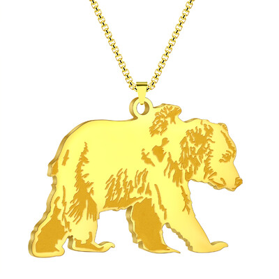 CHENGXUN rozsdamentes acél Grizzly Bear dísz medál nyaklánc észak-amerikai barna medve karácsonyi dísz férfiaknak és nőknek