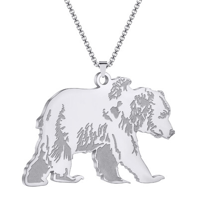 CHENGXUN rozsdamentes acél Grizzly Bear dísz medál nyaklánc észak-amerikai barna medve karácsonyi dísz férfiaknak és nőknek