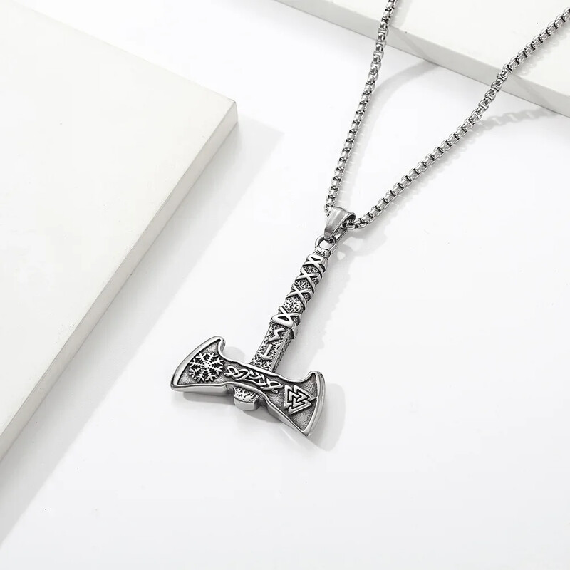 Vintage North Nordic Viking Gusarska sjekira Ogrlica s privjeskom za muškarce punk nakit od nehrđajućeg čelika