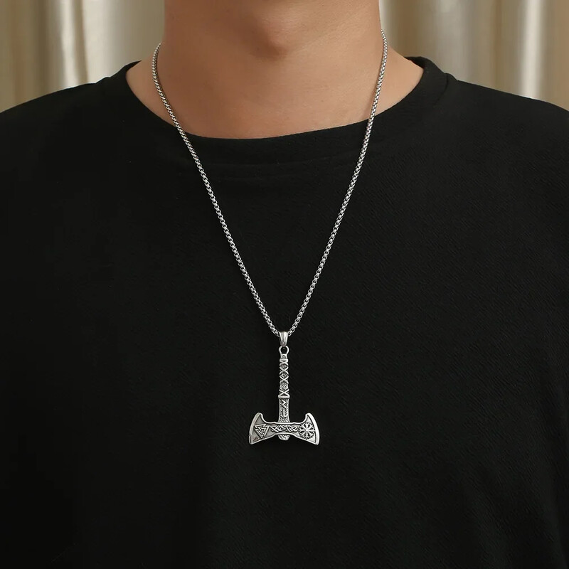 Vintage North Nordic Viking Gusarska sjekira Ogrlica s privjeskom za muškarce punk nakit od nehrđajućeg čelika