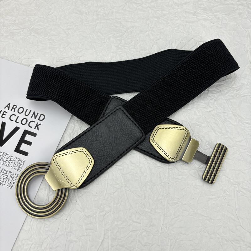 Ženski elastični cinch remen za haljinu Metalna kopča Široki remen u struku za ukras haljine