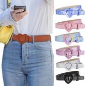Παιδική Ζώνη από συνθετικό δέρμα Χαριτωμένη καρδιά με πόρπη Ζώνες μέσης Παιδική γυαλιστερή ζώνη για τζιν παντελόνι φόρεμα Διακοσμήστε νέα μόδα