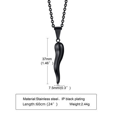 ITALiško rago karoliai , nerūdijančio plieno Itališki Cornicello žavūs kaklo karoliai , Unisex vyrų ir moterų papuošalai