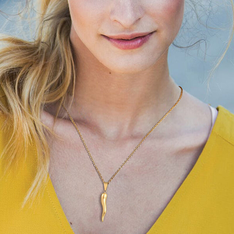 OLASZ KÜRT Nyaklánc, Rozsdamentes acél Olasz Cornicello Charm medál nyakláncok, Uniszex férfi és női ékszerek