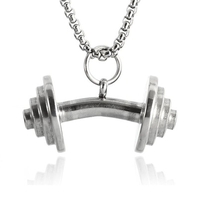 Висулка с дъмбели за вдигане на тежести от неръждаема стомана Muscle Man Фитнес Културизъм Колие с щанги Жени Фитнес зала Спортни бижута