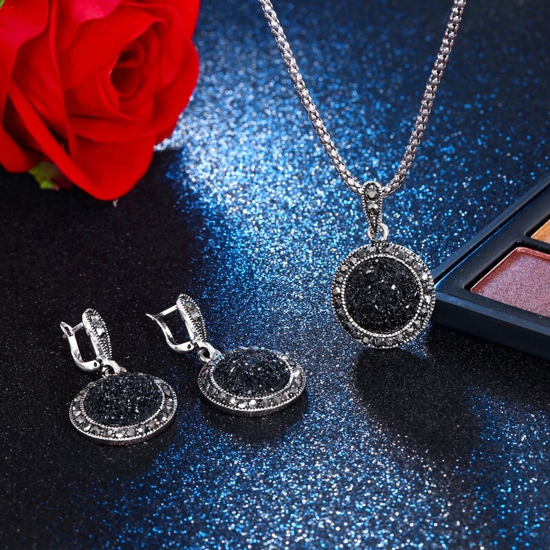 FNIO farmec set de bijuterii din cristal pandantiv cercei colier rotund bijuterii de petrecere de moda Bijoux cadou nou 2018