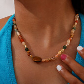 Madingi 4 būdai Bohemia Nature Stones nerūdijančio plieno karoliai moterims Kasdieniai apykaklės grandinės žavesys moteriški papuošalai