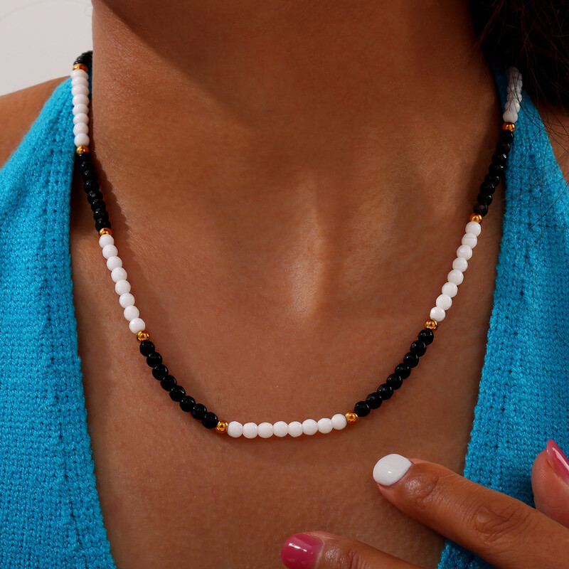 Madingi 4 būdai Bohemia Nature Stones nerūdijančio plieno karoliai moterims Kasdieniai apykaklės grandinės žavesys moteriški papuošalai