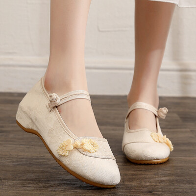 „Veowalk“ kiniškas mazgas, moteriškas medvilninis audinys, išsiuvinėtas baleto butas, retro stiliaus moteriškas laisvalaikio tradicinis senovinis Pekino batai, vienspalviai