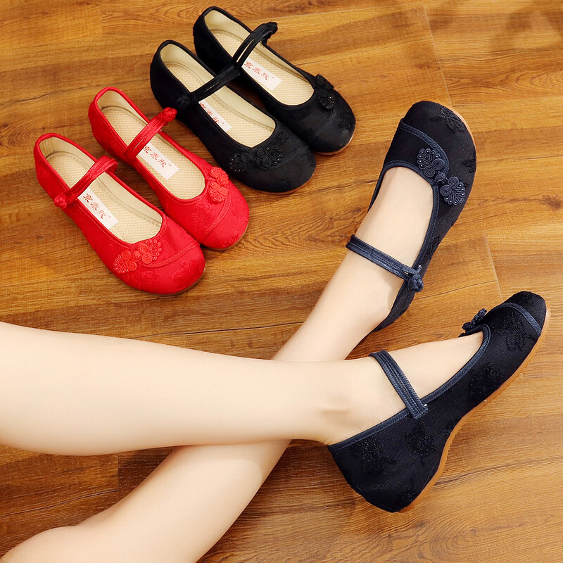 „Veowalk“ kiniškas mazgas, moteriškas medvilninis audinys, išsiuvinėtas baleto butas, retro stiliaus moteriškas laisvalaikio tradicinis senovinis Pekino batai, vienspalviai